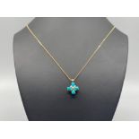 Ladies 9ct gold Turquoise pendant and chain.