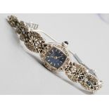 Ladys rotary marcasite set bracelet watch, mechanical movement in working order