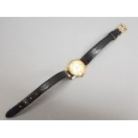 9ct gold peertone ladys strap watch, mechanical movement in working order 10g gross