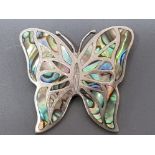 Silver and Paua shell butterfly pendant, boxed, 10.5g gross