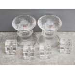 Pair of Timo Sarpeneva candlesticks for iitala and 4 finnish glass ice cube candle holders
