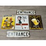 5 tin advertising wall plaques