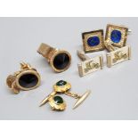 Four pairs of costume cufflinks