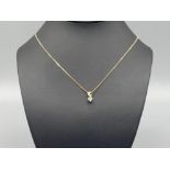 Ladies 9ct gold CZ heart pendant and 9ct gold chain