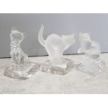 3 German Crystal creatures by Nachtmann, Cats