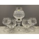 Tyrone lead crystal Hurricane tea light plus 4 heavy crystal Brandy glasses