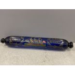 19th century blue glass rolling pin with sea shanty’s and marine decorations