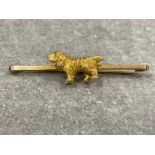 Vintage 9ct gold Spaniel dog bar brooch. Lovely 3D model in excellent condition marked J.G & S. 5.