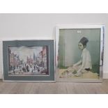 Two prints: Saw Ohn Nyun after Sir Gerald Kelly, and a townsape after L. S. Lowery.