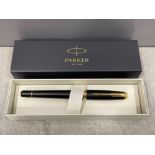 Parker pen. New Matt black with gold trim fountain pen in original box