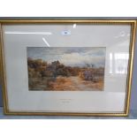 A watercolour by David Law 'Cookham Church', signed, 20 x 34cm.