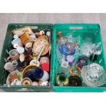 Miscellaneous glass, ceramics and metal ware to include lutre mugs, candle holders etc in 2 boxes.