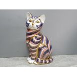 Large Royal crown derby cat paperweight with original gold stopper