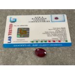 6.89cts Ruby oval mixed cut gemstone with certificate