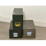 3 x industrial metal single drawers