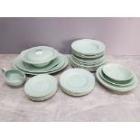 Woods Ware Beryl part dinner service in pastel green, 40 pieces, condition is generally good.