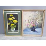 Two still life paintings, an oil by Irene Korner 44 x 34cm, and a watercolour.