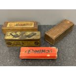 4 vintage sets of dominoes in original cases