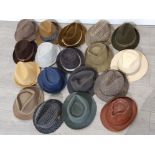 Selection of Gentleman's Trilby hats, all different colours 18 in total