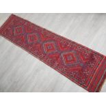 Fringed handmade afghan mashwani runner rug, 242x58cm