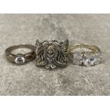 Three silver dress rings 15.6g gross