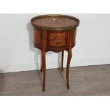 Antique French inlaid 3 drawer side table/Nightstand with brass Ormolu accents