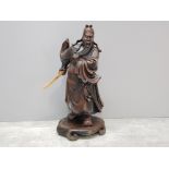 Large vintage heavily carved Japanese figure of a warrior, brilliant tourist piece, Height 40cm