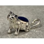 Silver pincushion in the form of a Cat. Stamped 925 4.7g gross