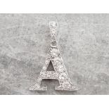 90 silver CZ set initial pendant A, 5.8g