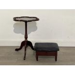 Mahogany leather top footstool and plant stand