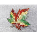 Silver and enamel Canadian maple leaf brooch 16.1g