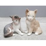 2 minature lladro figures 5307 and 5308 cats