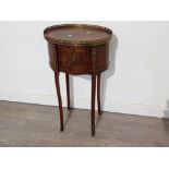 Antique French inlaid 3 drawer side table/Nightstand with brass Ormolu accents