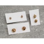 3 pairs of 9ct gold stud earrings