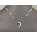 18ct white gold diamond set Hexagonal pendant and necklace. .28cts 42cm in length 3.3g gross