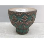 An unusual West Germany ruscica ceramano footed vase, 8.5cm high.