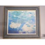 A large impressionist textured print of water lilies 60 x 70cm