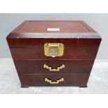 A chinese style jewellery box with two drawers 27 x 23.5 x 18cm