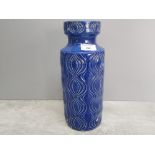 Blue glazed West Germany vase no 285-30 31cm high.