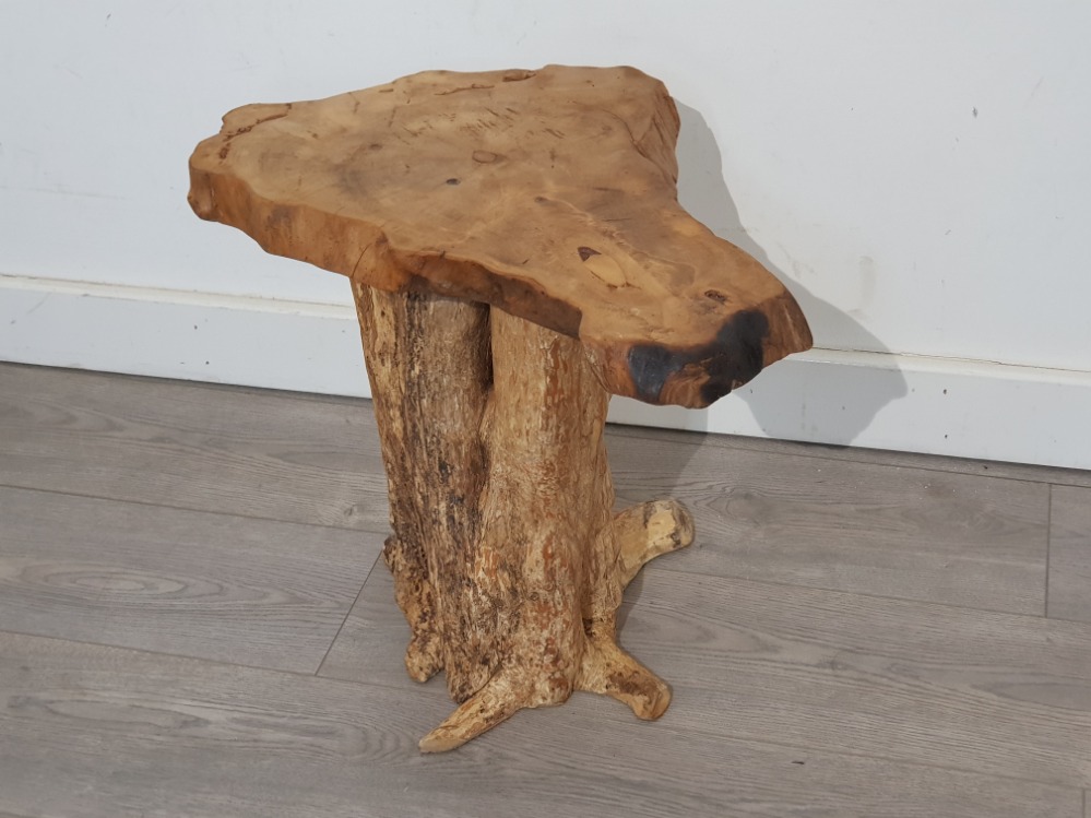 Rustic tree root solid driftwood lamp table