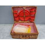 Wicker picnic basket plus contents