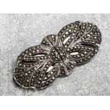 Art deco silver and marcasite double clip brooch
