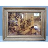 A victorian crystoleum depicting maidens in a garden, 17 x 24cm.