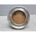 Minature circular shaped silver and wooden photo frame, silver hallmarked Birmingham dated 1916