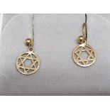 9ct gold star of david drop earrings, 0.6g