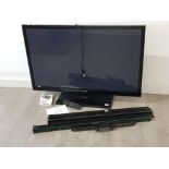 Samsung 43" plasma TV on stand with remote and wall bracket