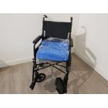 A Dash folding wheelchair with pressure reducing cushion.