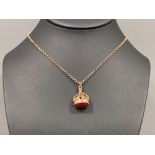 9ct Rose gold Fob pendant and chain 10.9g
