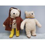 Two Paddington teddy bears by Gabrielle designs, one with coat and wellies 49cm high.