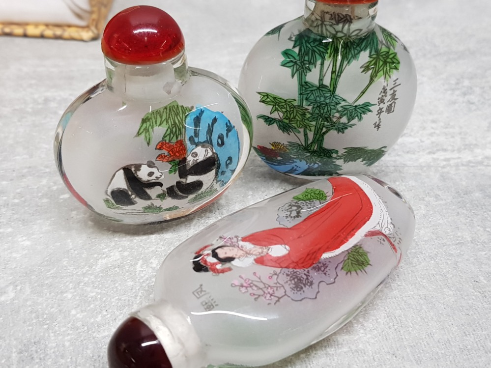 3 Antique chinese snuff bottles, painted internally by single hair brush, all boxed - Bild 3 aus 3